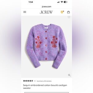 J. Crew Sequin embroidered cotton bouclé cardigan